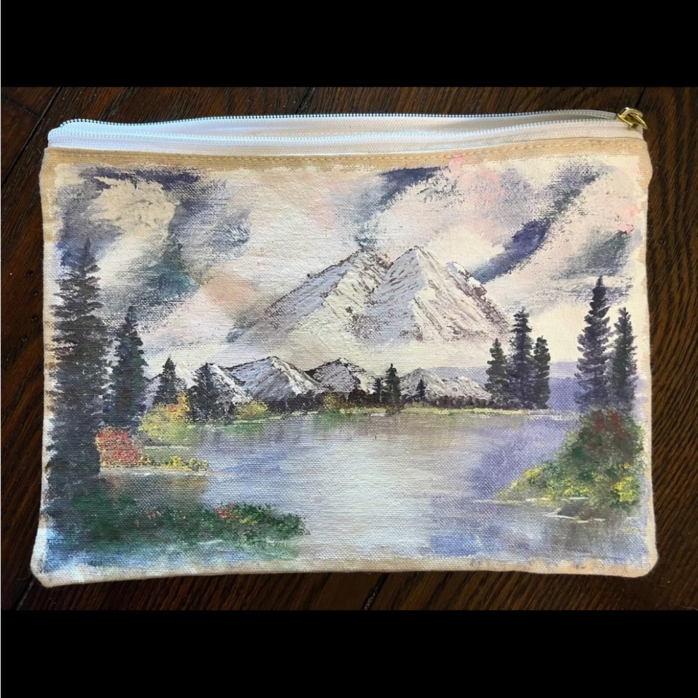 Handpainted Canvas Zipper Pouch